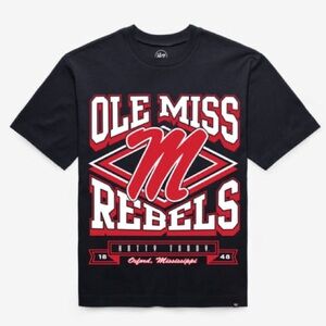 47 Brand Ole Ms Navy Tee with Red and White Accents
